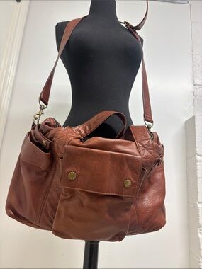 Not Rational Cognac/Brown Leather Crossbody/Shoulder/Diaper Bag